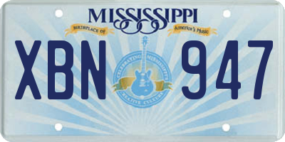 MS license plate XBN947