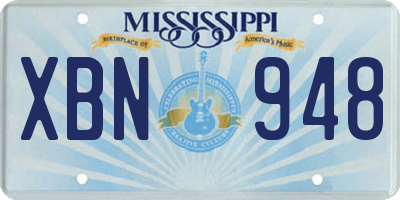 MS license plate XBN948