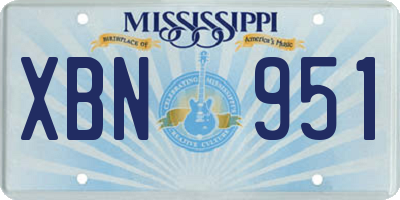 MS license plate XBN951