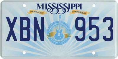 MS license plate XBN953