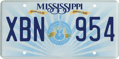 MS license plate XBN954