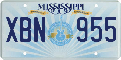 MS license plate XBN955