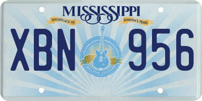 MS license plate XBN956