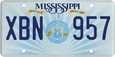 MS license plate XBN957
