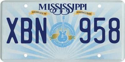 MS license plate XBN958