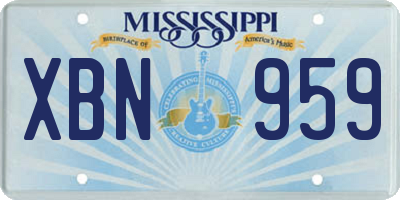MS license plate XBN959