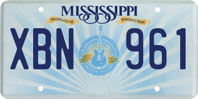 MS license plate XBN961