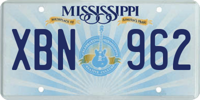 MS license plate XBN962