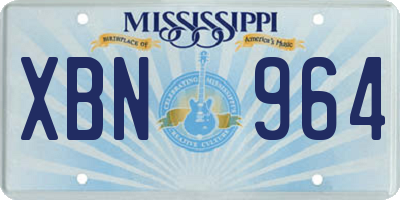 MS license plate XBN964