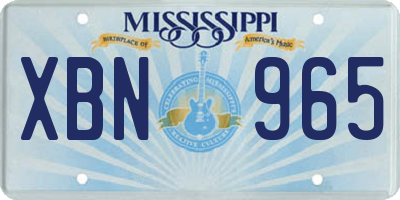 MS license plate XBN965