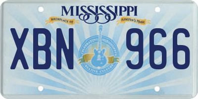 MS license plate XBN966