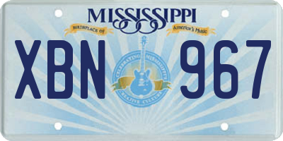 MS license plate XBN967