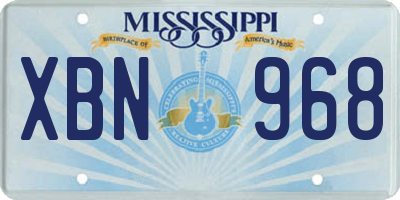 MS license plate XBN968