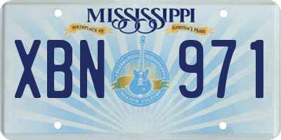 MS license plate XBN971