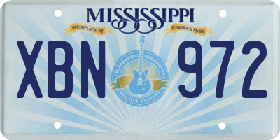 MS license plate XBN972