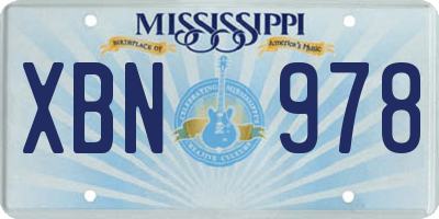 MS license plate XBN978