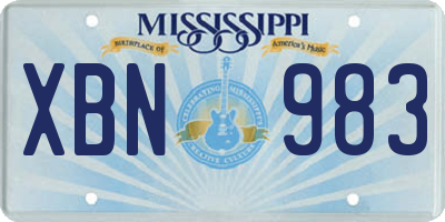 MS license plate XBN983