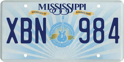 MS license plate XBN984
