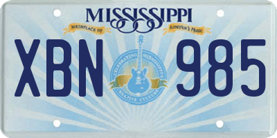 MS license plate XBN985