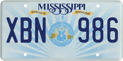 MS license plate XBN986