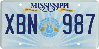 MS license plate XBN987