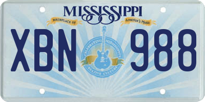 MS license plate XBN988