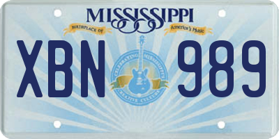 MS license plate XBN989