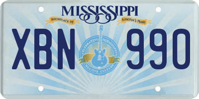 MS license plate XBN990
