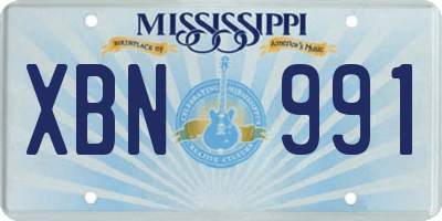 MS license plate XBN991