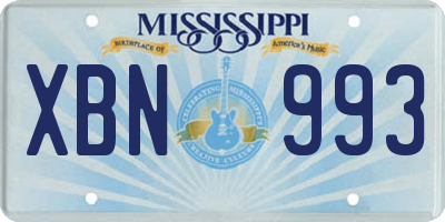 MS license plate XBN993