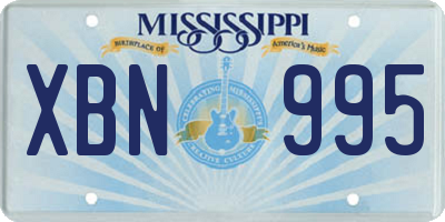 MS license plate XBN995