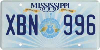MS license plate XBN996