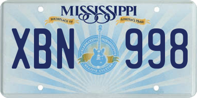 MS license plate XBN998