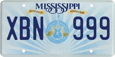 MS license plate XBN999