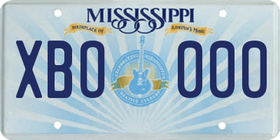 MS license plate XBO000
