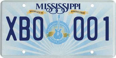 MS license plate XBO001
