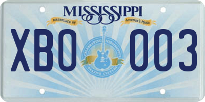 MS license plate XBO003