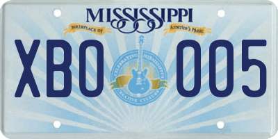 MS license plate XBO005