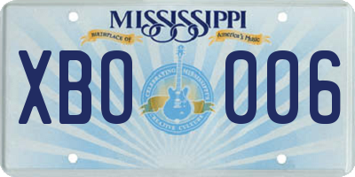 MS license plate XBO006