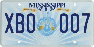 MS license plate XBO007