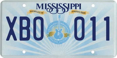 MS license plate XBO011