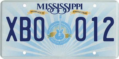 MS license plate XBO012