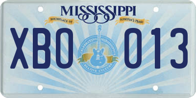 MS license plate XBO013