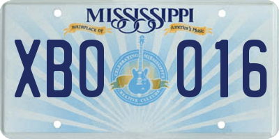 MS license plate XBO016