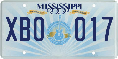 MS license plate XBO017