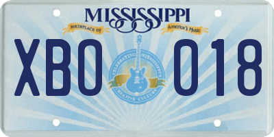 MS license plate XBO018