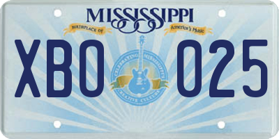 MS license plate XBO025