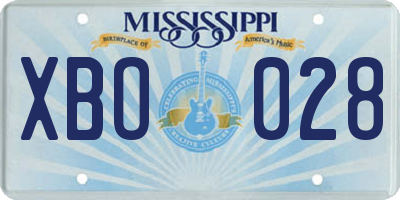 MS license plate XBO028