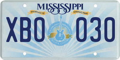 MS license plate XBO030