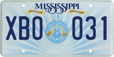 MS license plate XBO031